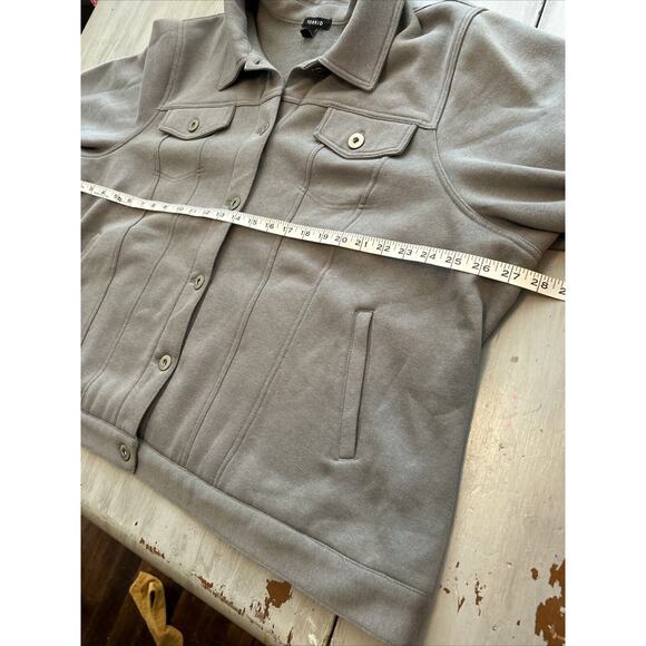 Torrid Gray Fleece Lined Trucker Shacket Jacket Button Up Sz 4x - Picture 8 of 13